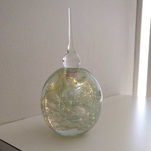 Georgous White and Gold Swirled Art Glass Perfume Bottle